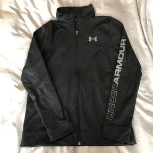 Boys Black under armour zip up jacket large